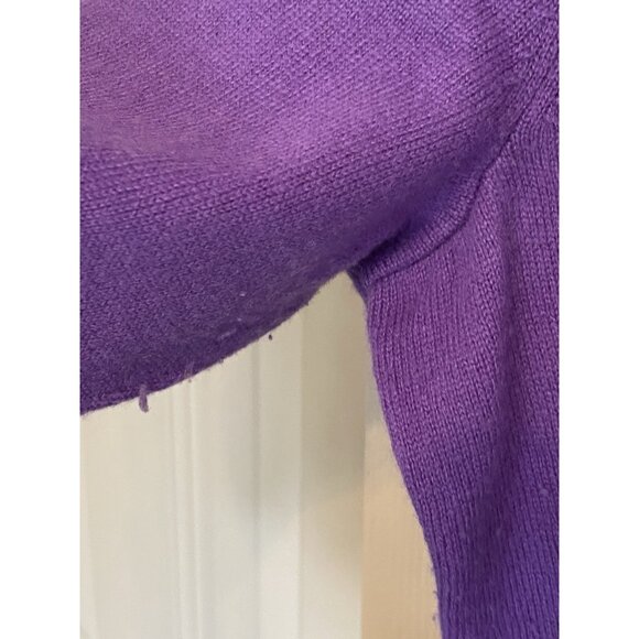 Talbots Women’s Cashmere Sweater XL Petite Purple Long Sleeve Distressed Holes - Picture 6 of 8